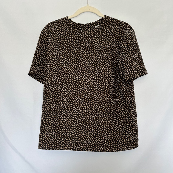 Vintage Le Suit Black‎ and Brown Patterned Short Sleeve Blouse - Picture 1 of 7